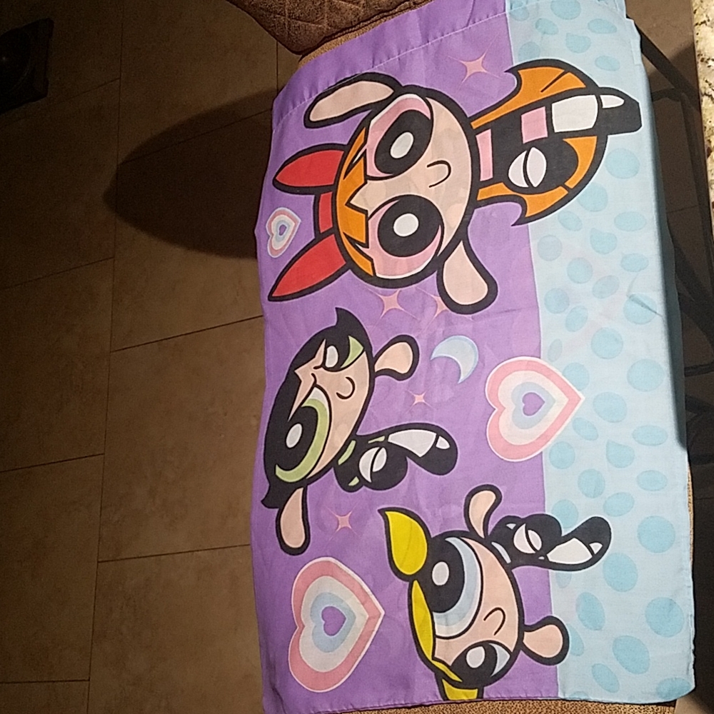 Vintage 2000 Powderpuff Girls Multicolor Print Pillow Case Cartoon Network